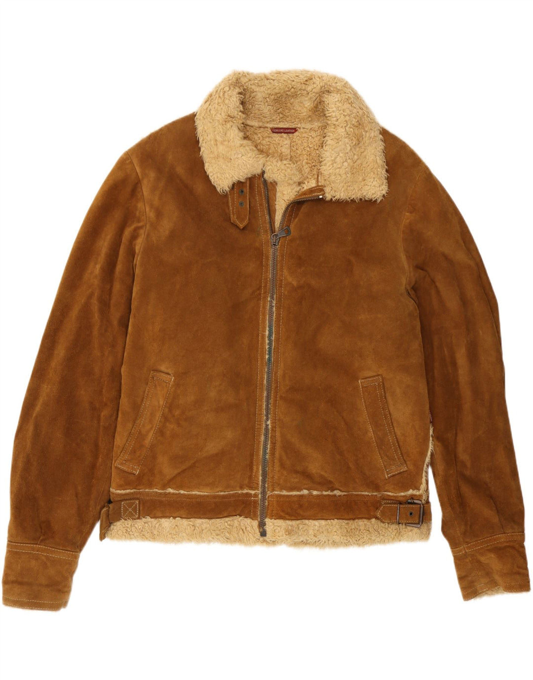 J.J.Scott Mens Sherpa Suede Jacket EU 50 Large Brown Leather