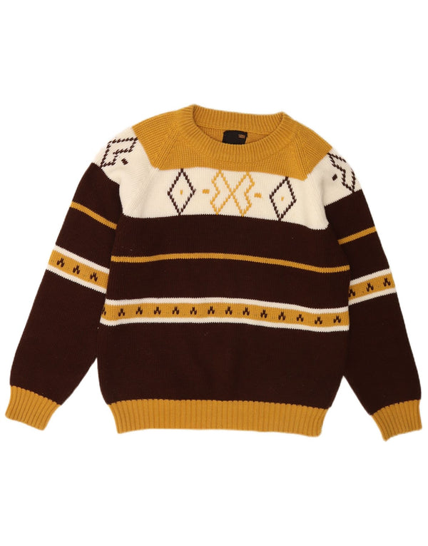 Dino Disardi Womens Boat Neck Jumper Sweater UK 16 Large Brown Striped