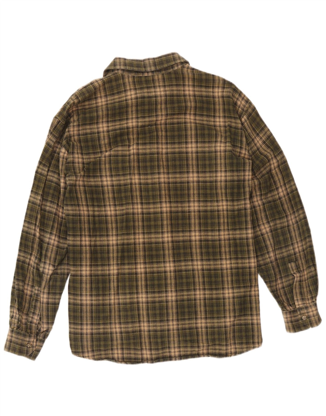 European Project Mens Flannel Shirt XL Khaki Check Cotton