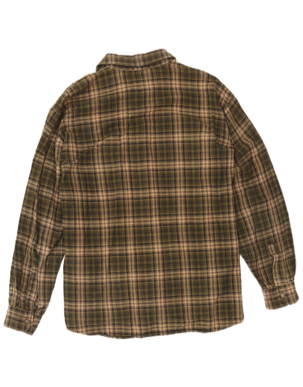 European Project Mens Flannel Shirt XL Khaki Check Cotton