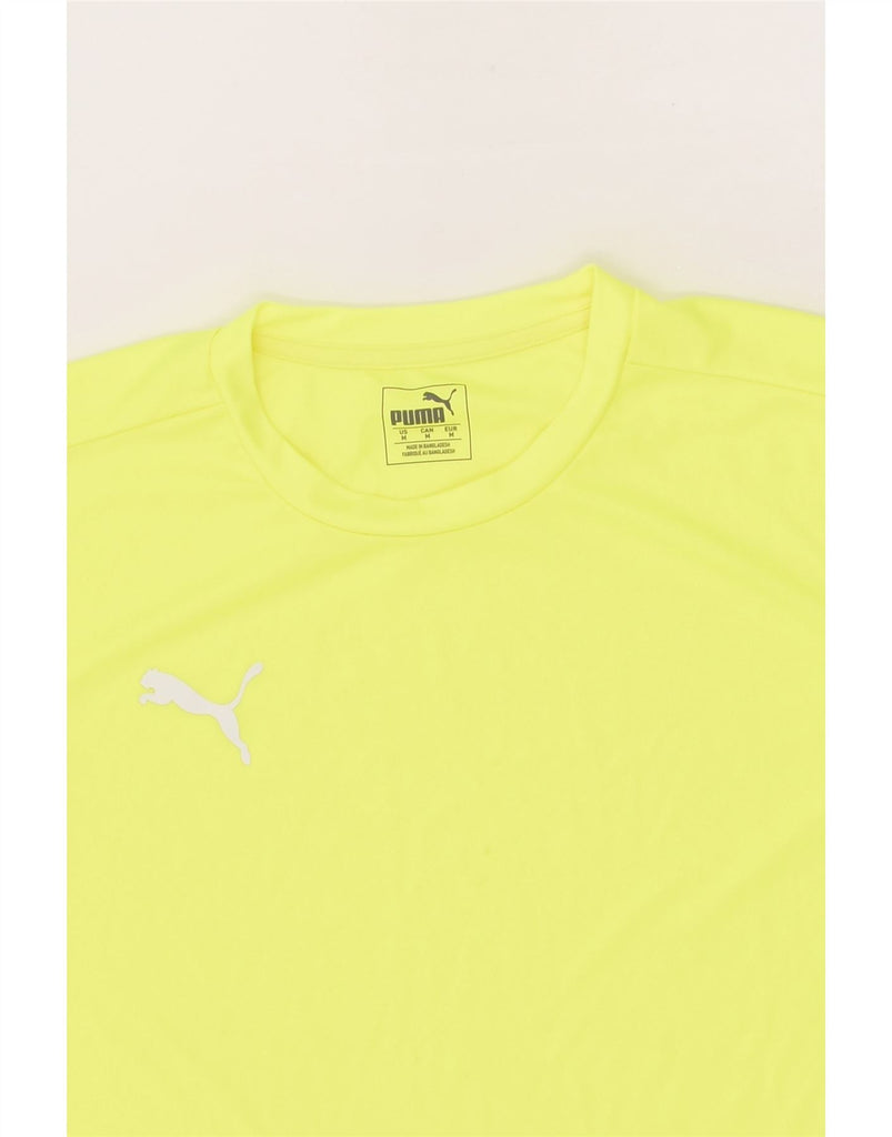 PUMA Mens T-Shirt Top Medium Yellow Polyester | Vintage Puma | Thrift | Second-Hand Puma | Used Clothing | Messina Hembry 