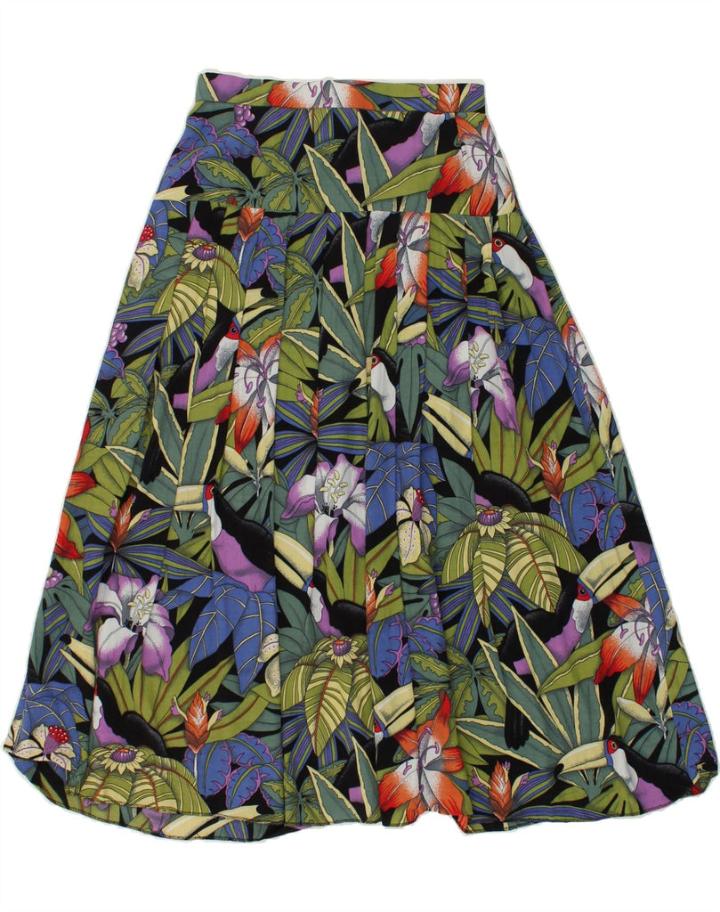 VINTAGE Womens Graphic Knife Pleated Skirt W28 Medium Multicoloured Floral Vintage Vintage and Second-Hand Vintage from Messina Hembry 