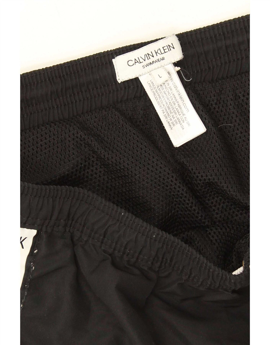 Calvin Klein Mens Graphic Swimming Shorts Large Black Colourblock Polyester