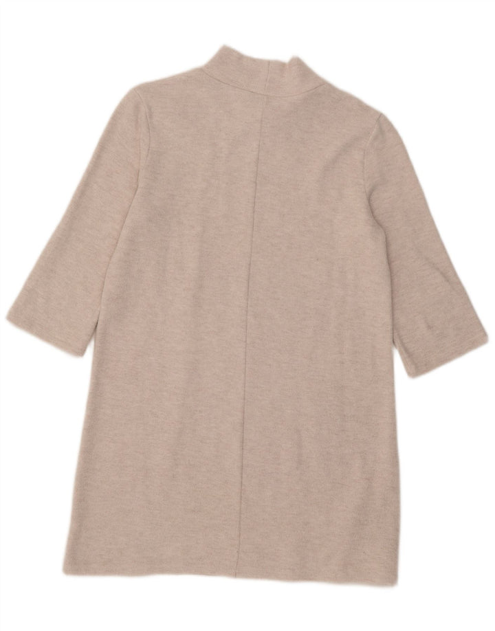 Zara Womens 3/4 Sleeve Jumper Dress UK 14 Medium Beige Polyester
