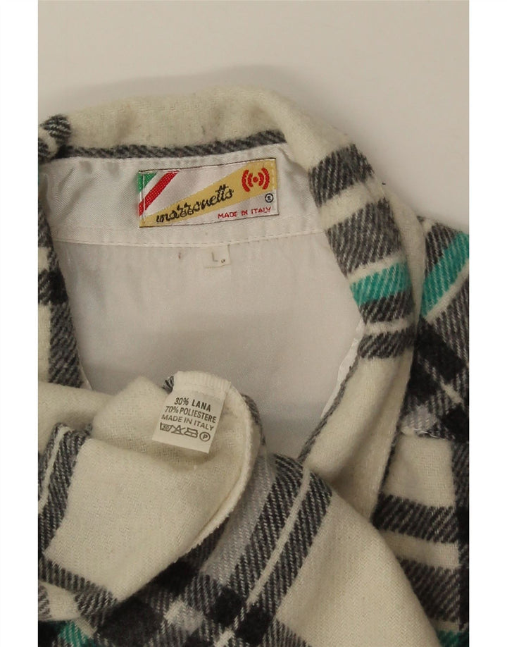 Mazzonetto Mens Lumberjack Flannel Shirt Large White Check Wool
