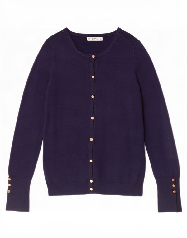 Zara Womens Cardigan Sweater UK 14 Large Navy Blue