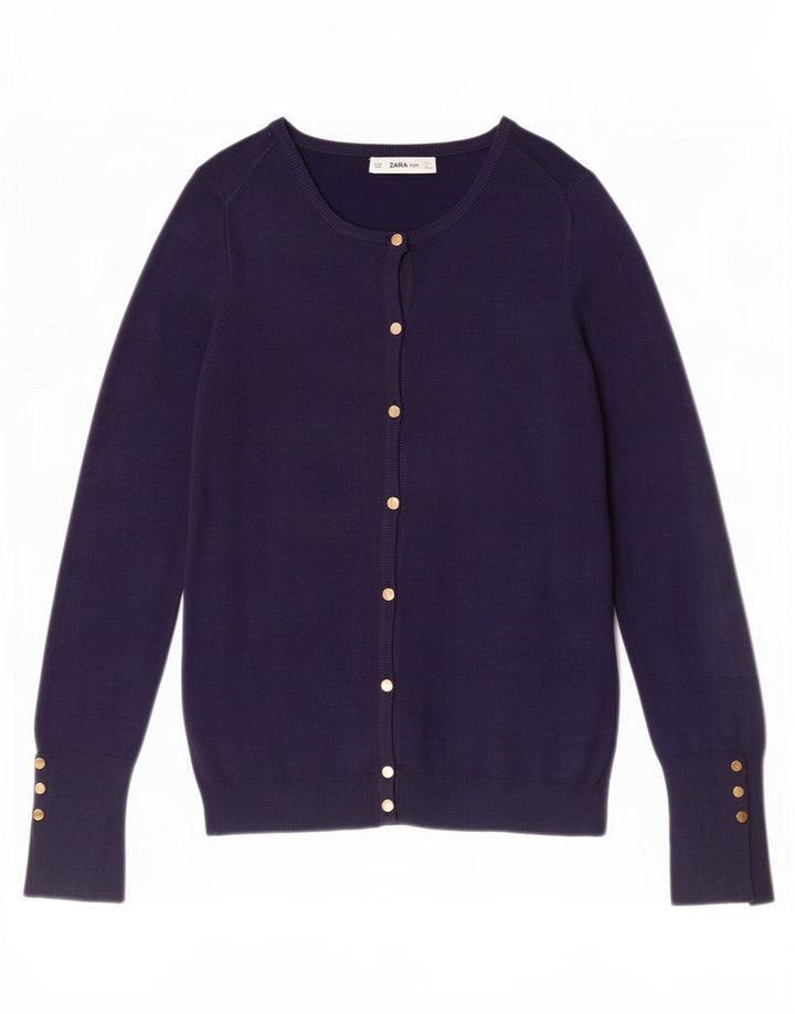 Zara Womens Cardigan Sweater UK 14 Large Navy Blue