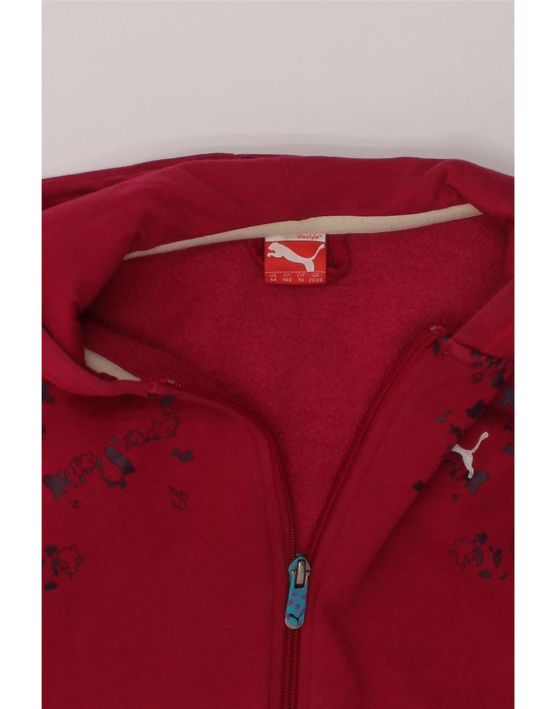 PUMA Girls Crazy Pattern Zip Hoodie Sweater 9-10 Years Medium Red Cotton | Vintage Puma | Thrift | Second-Hand Puma | Used Clothing | Messina Hembry 