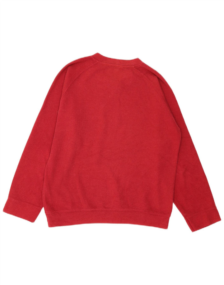 Zara Mens Graphic V-Neck Jumper Sweater Medium Red Cotton