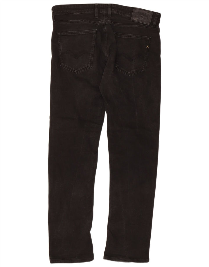 REPLAY Mens Grover Straight Jeans W34 L32 Black Cotton