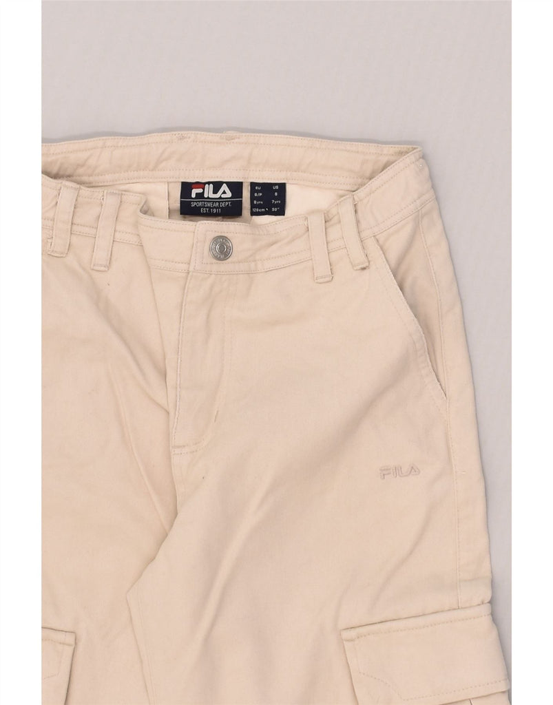 FILA Boys Wide Leg Cargo Trousers 6-7 Years W26 L24 Beige Cotton | Vintage Fila | Thrift | Second-Hand Fila | Used Clothing | Messina Hembry 