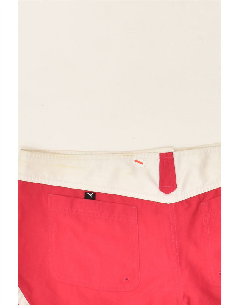 PUMA Womens Graphic Casual Shorts UK 12 Medium W30 Red Colourblock Vintage Puma and Second-Hand Puma from Messina Hembry 