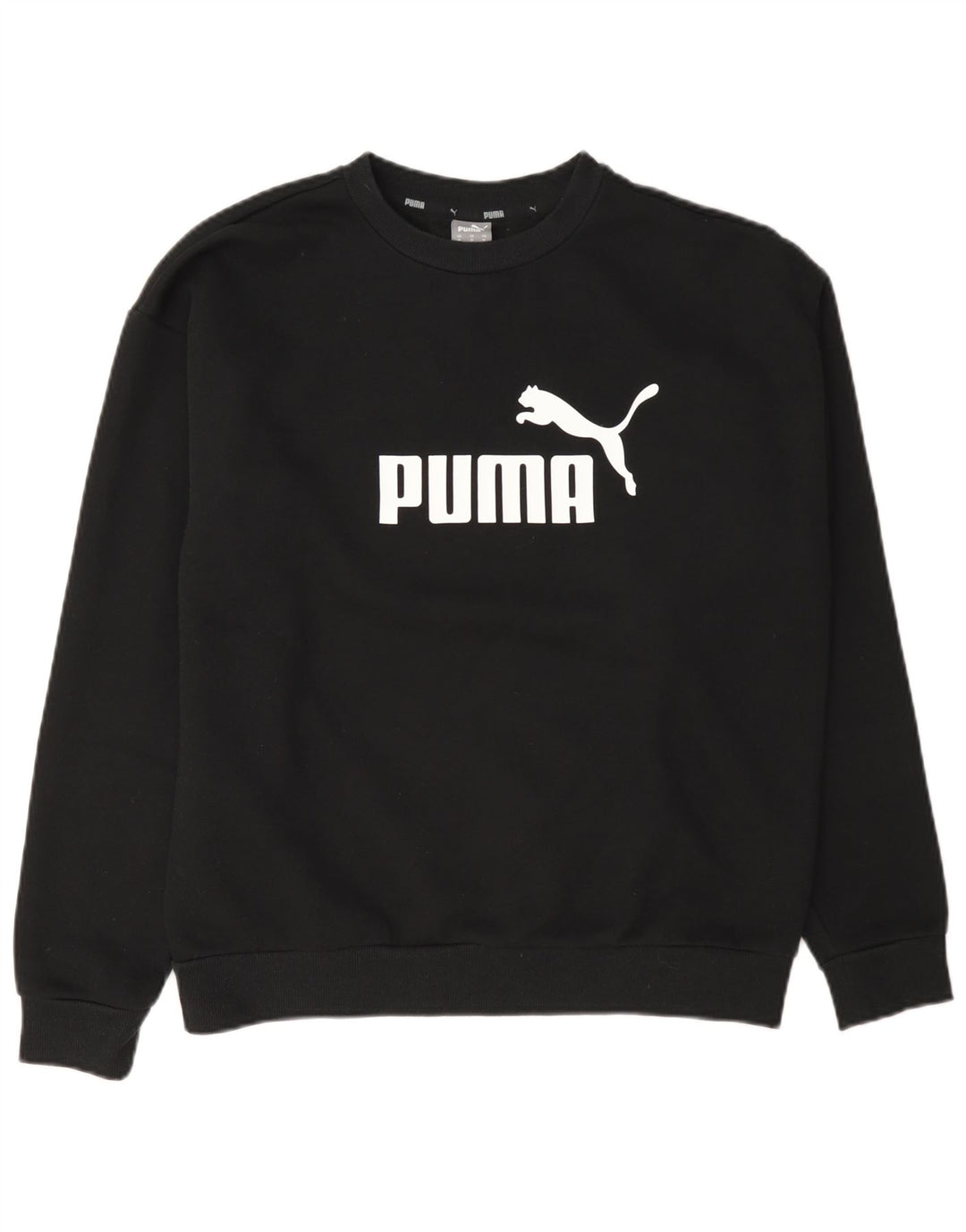 Puma Womens Graphic Sweatshirt Jumper UK 14 Medium Black Cotton