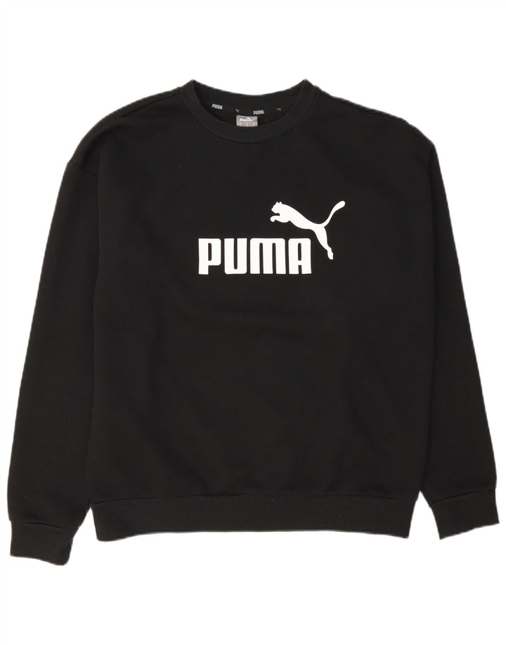 Puma Womens Graphic Sweatshirt Jumper UK 14 Medium Black Cotton