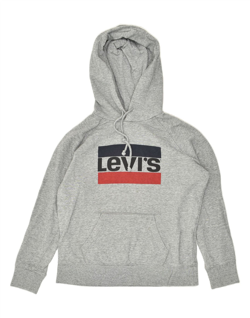 LEVI'S Womens Oversized Graphic Hoodie Jumper UK 10 Small Grey Cotton | Vintage Levi's | Thrift | Second-Hand Levi's | Used Clothing | Messina Hembry 