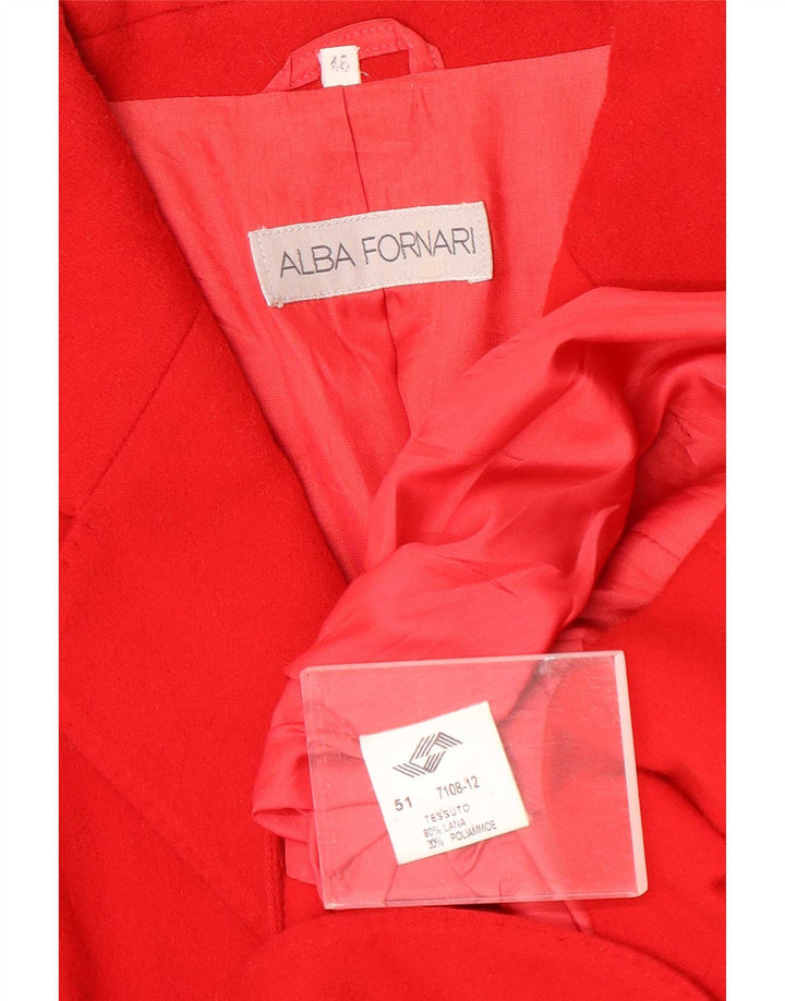 Alba Fornari Womens 2 Button Blazer Jacket IT 46 Large Red Wool