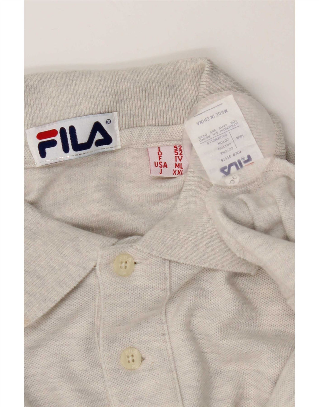 Fila Mens Long Sleeve Polo Shirt IT 52 Large Grey Cotton