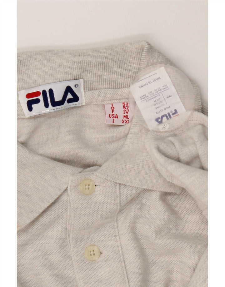 Fila Mens Long Sleeve Polo Shirt IT 52 Large Grey Cotton