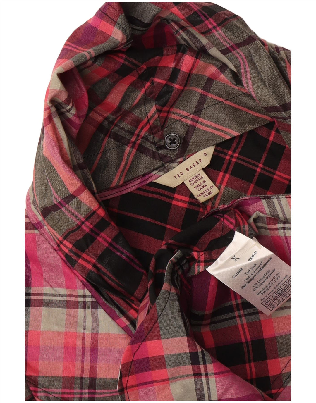 Ted Baker Womens Short Sleeves Shirt Dress Size 3 Medium Pink Check Cotton