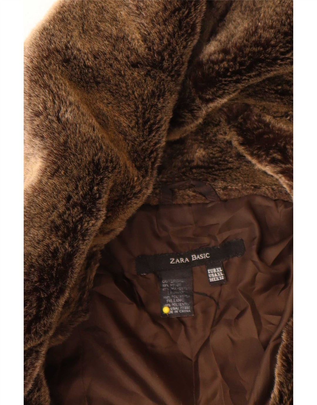 Zara Womens Padded Jacket UK 18 XL Brown Nylon