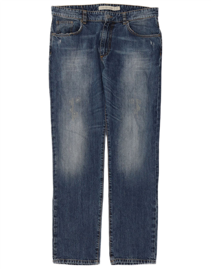 Calvin Klein Mens Straight Jeans W32 L32 Blue Cotton