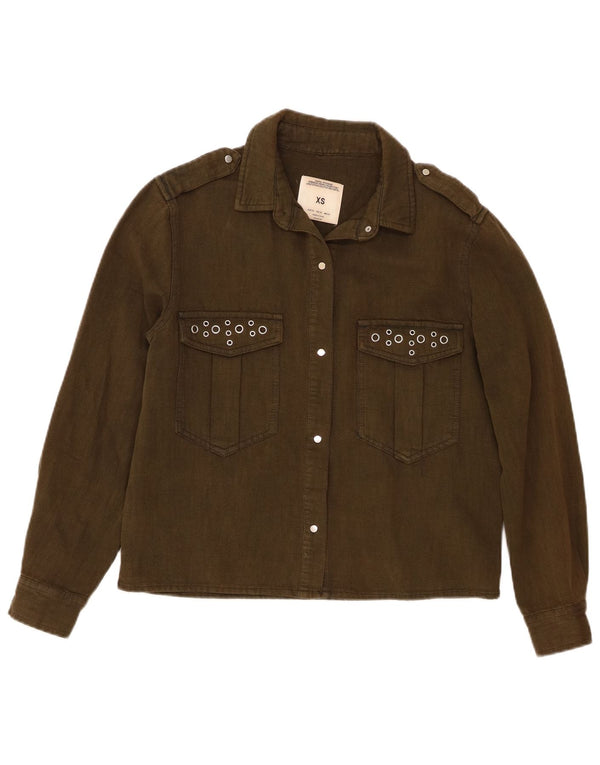Zara Womens Oversized Military Shirt UK 6 XS Green