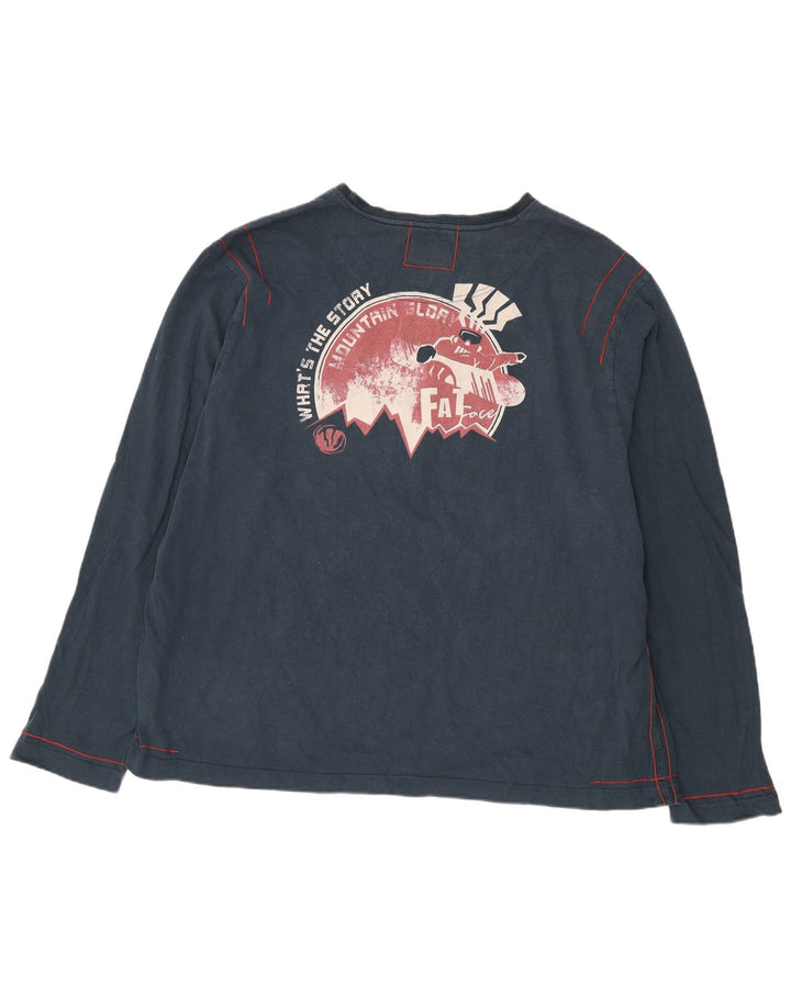 Fat Face Mens Graphic Top Long Sleeve 2XL Navy Blue Cotton