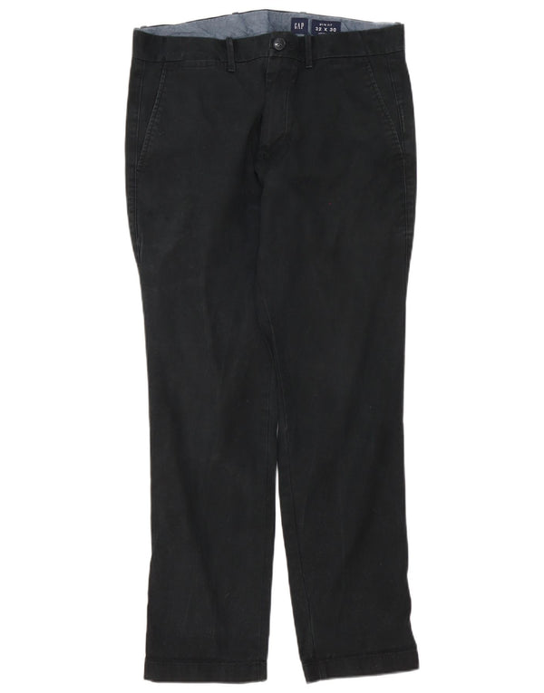 Gap Mens Slim Fit Chino Trousers W32 L30 Black Cotton