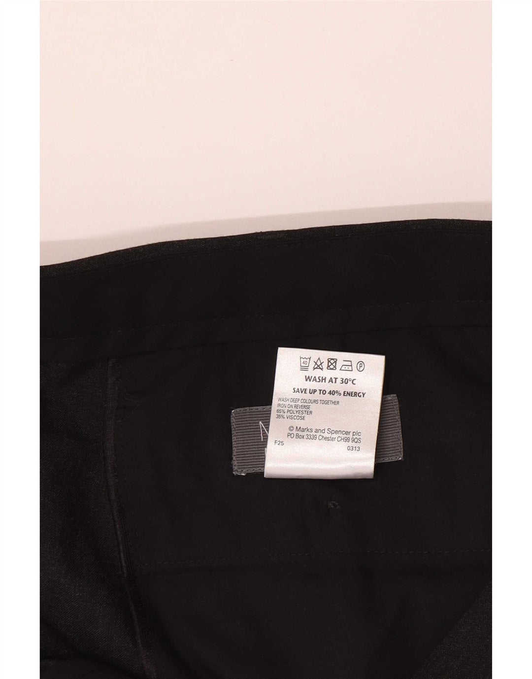 Marks & Spencer Mens Straight Suit Trousers W42 L33 Black Polyester