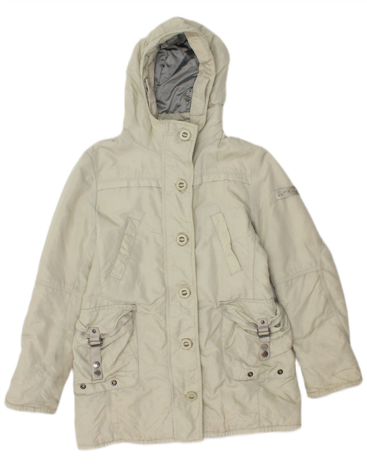 PEUTEREY Girls Hooded Utility Jacket 9-10 Years Large Off White Polyamide