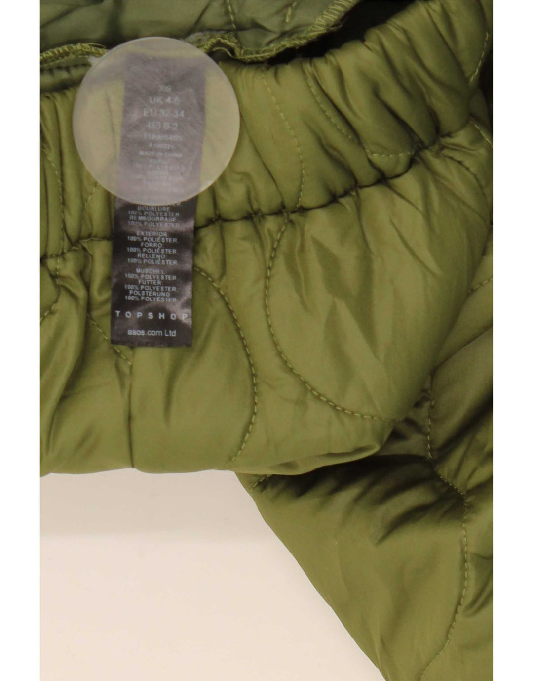 Topshop Womens Quilted Trousers XS W25 L30 Green Polyester