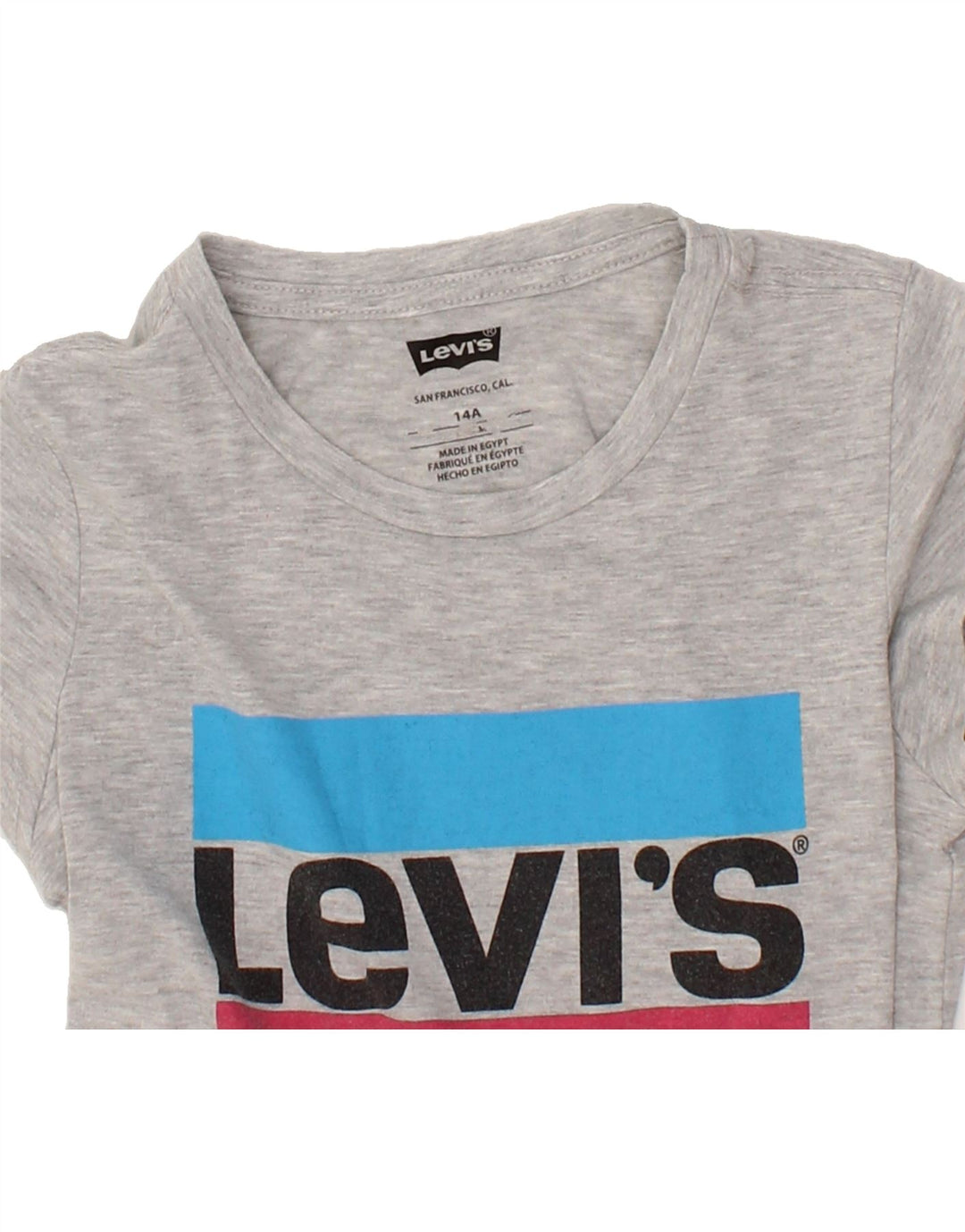 LEVI'S Girls Graphic T-Shirt Top 13-14 Years Grey Vintage Levi's and Second-Hand Levi's from Messina Hembry 