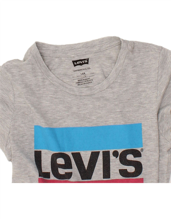 LEVI'S Girls Graphic T-Shirt Top 13-14 Years Grey Vintage Levi's and Second-Hand Levi's from Messina Hembry 