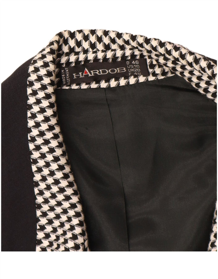 Hardob Womens Double Breasted Blazer Jacket UK 20 2XL Black Houndstooth