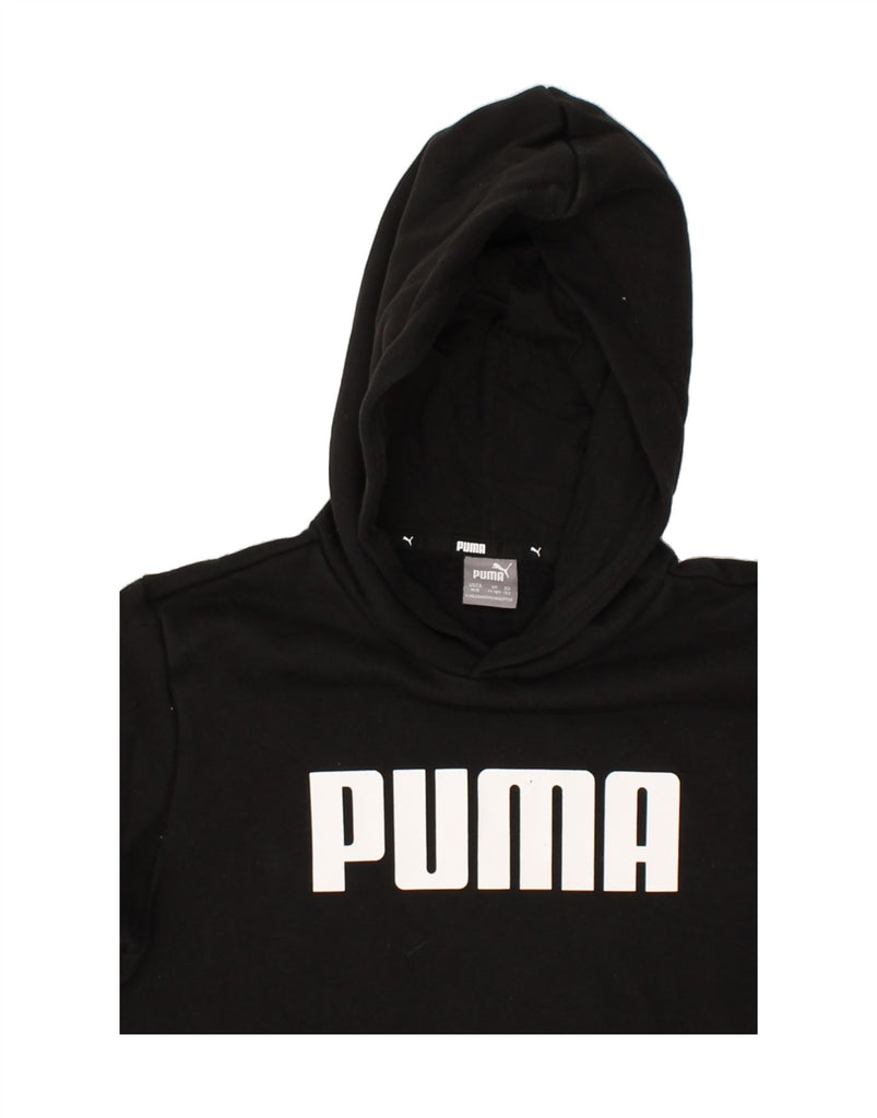 PUMA Boys Graphic Hoodie Jumper 11-12 Years Black Cotton | Vintage Puma | Thrift | Second-Hand Puma | Used Clothing | Messina Hembry 