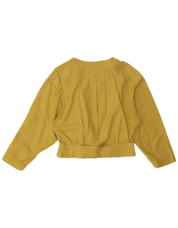 Vintage Womens Asymetric Bomber Jacket IT 38 XS Yellow Cotton