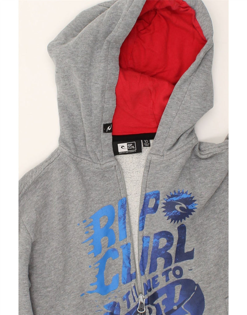 RIP CURL Boys Graphic Zip Hoodie Sweater 9-10 Years Grey Cotton | Vintage Rip Curl | Thrift | Second-Hand Rip Curl | Used Clothing | Messina Hembry 