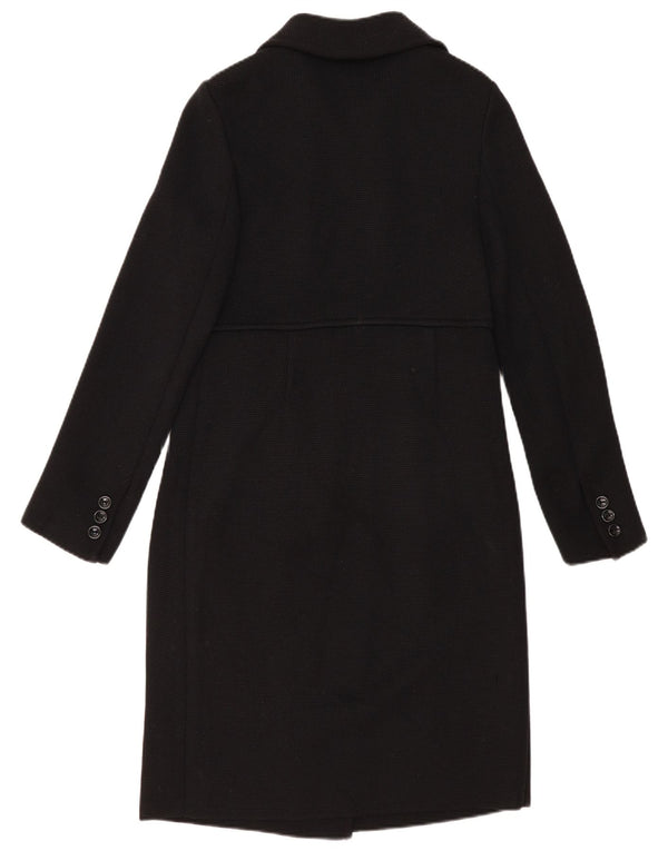 Luisa Spagnoli Womens Double Breasted Coat UK 10 Small Black Virgin Wool