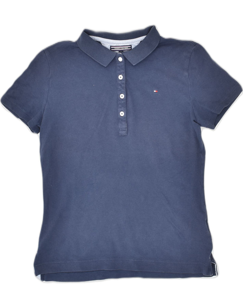 TOMMY HILFIGER Womens Classic Fit Polo Shirt UK 10 Small Navy Blue Cotton | Vintage Tommy Hilfiger | Thrift | Second-Hand Tommy Hilfiger | Used Clothing | Messina Hembry 