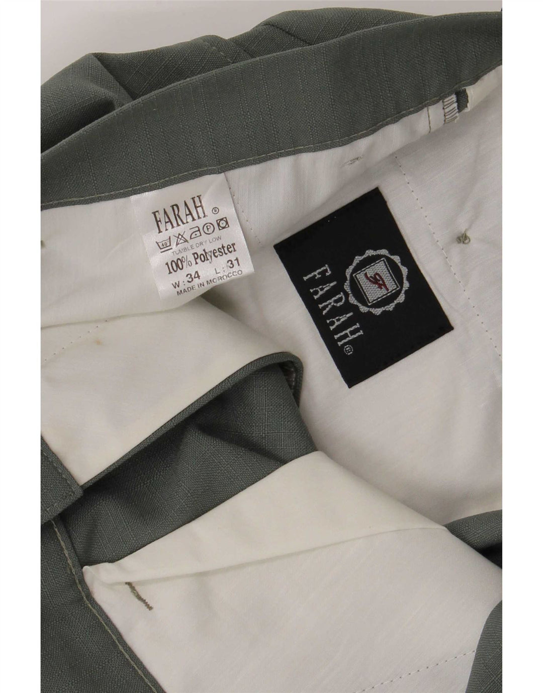 Farah Womens Straight Casual Trousers W34 L31 Green Polyester