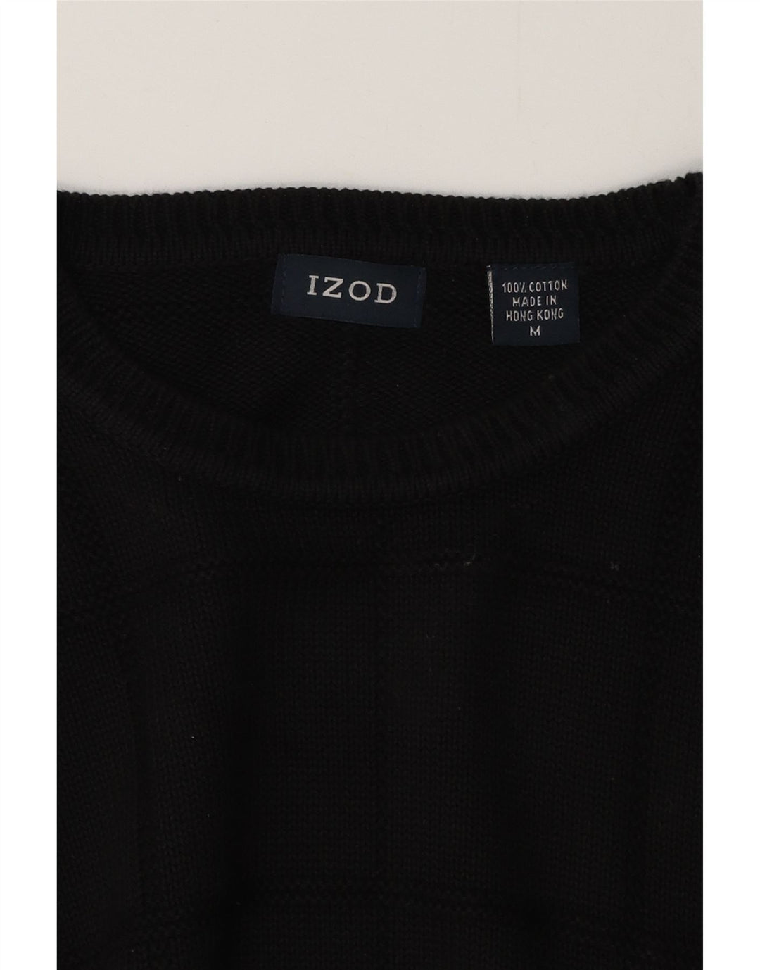 IZOD Mens Crew Neck Jumper Sweater Medium Black Cotton
