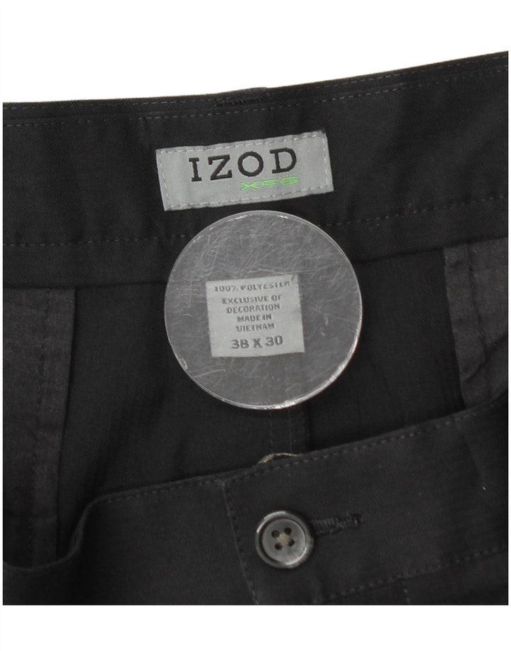 IZOD Mens Straight Cargo Trousers W38 L30 Black Polyester