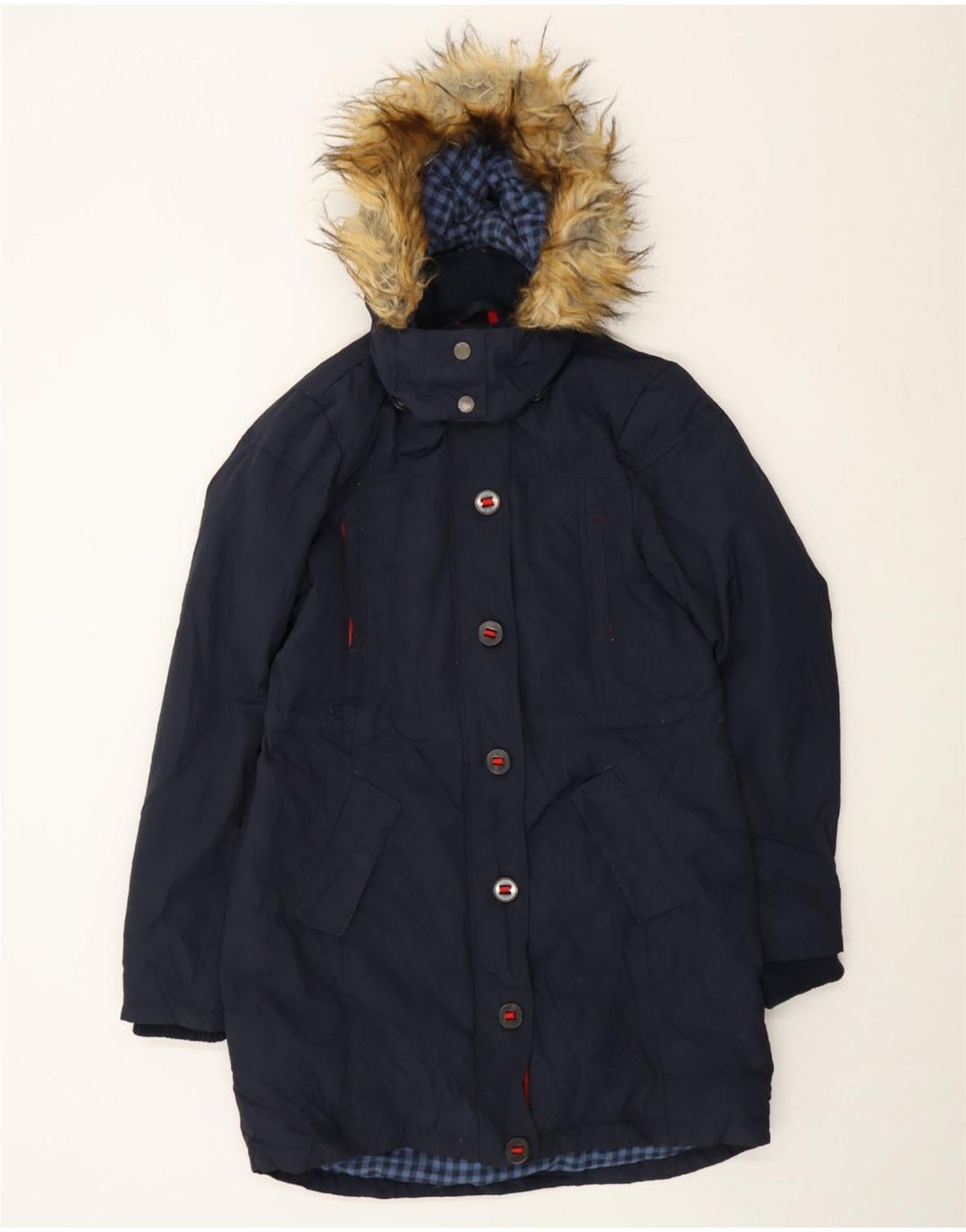 FAT FACE Womens Hooded Padded Coat UK 12 Medium  Navy Blue Nylon Vintage Fat Face and Second-Hand Fat Face from Messina Hembry 