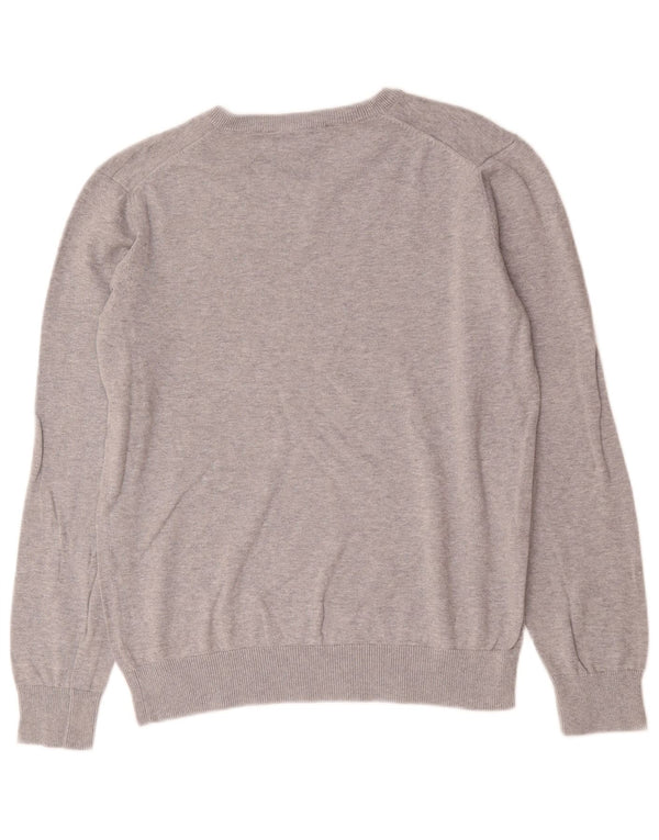 Crew Clothing Mens V-Neck Jumper Sweater Large Grey Cotton