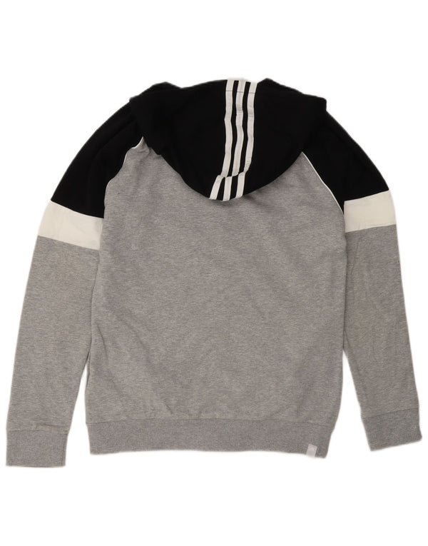 Adidas Mens Zip Hoodie Sweater Medium Grey Colourblock Cotton