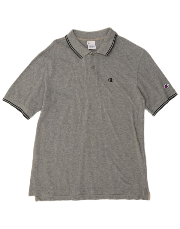 Champion Mens Polo Shirt Large Grey Striped