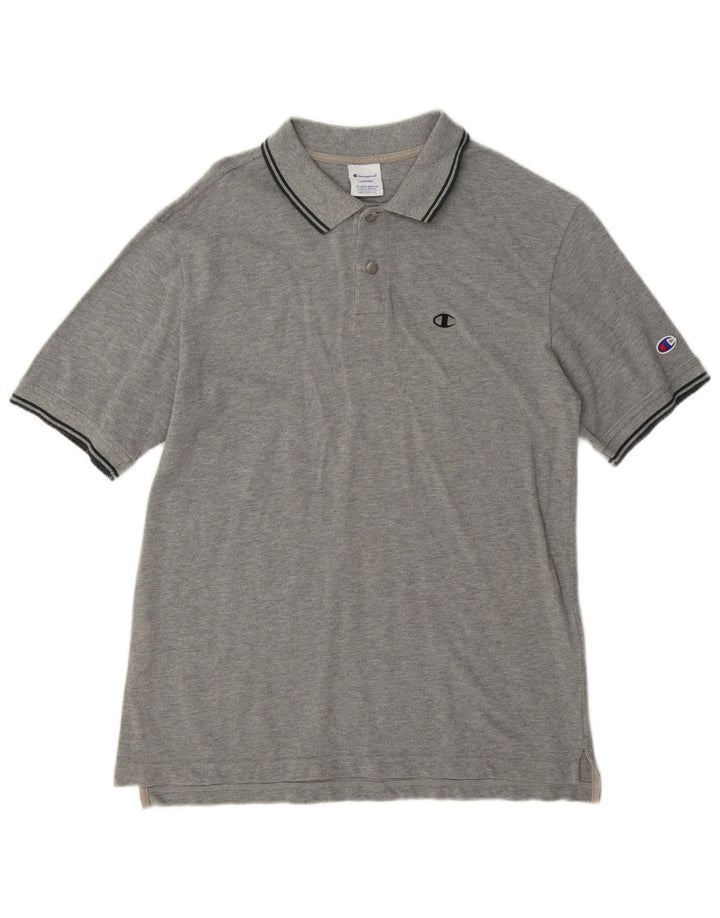 Champion Mens Polo Shirt Large Grey Striped