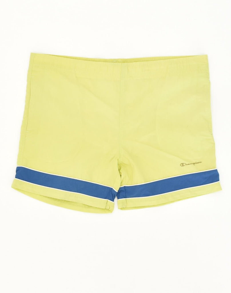 CHAMPION Mens Swimming Shorts Medium Yellow Polyester | Vintage Champion | Thrift | Second-Hand Champion | Used Clothing | Messina Hembry 