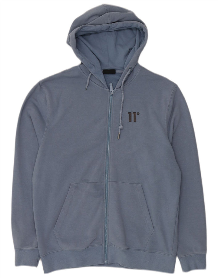 ELEVEN DEGREES Mens Zip Hoodie Sweater Small Blue Cotton