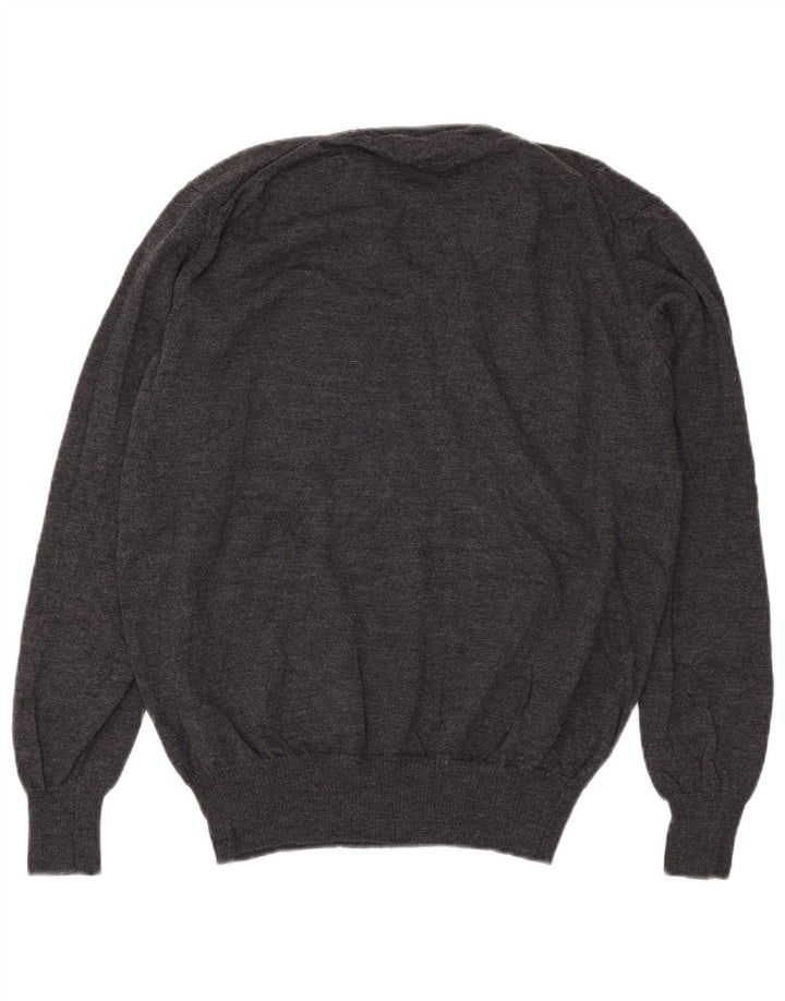 Zara Mens V-Neck Jumper Sweater XL Grey